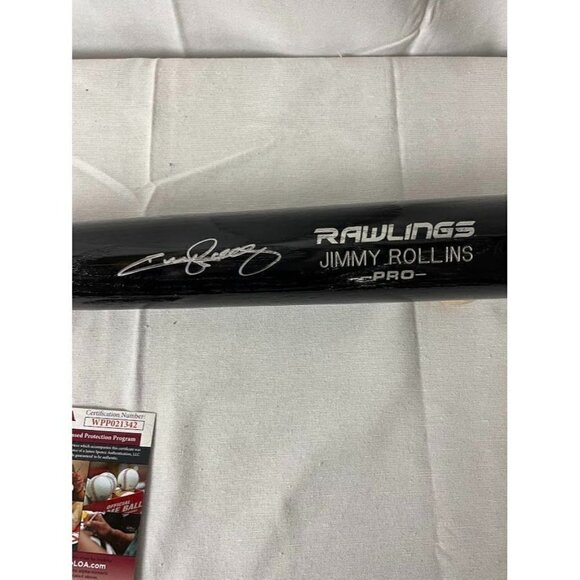 Jimmy Rollins signed autographed Rawlings pro Black Baseball Bat JSA #WP021342 - Picture 2 of 3